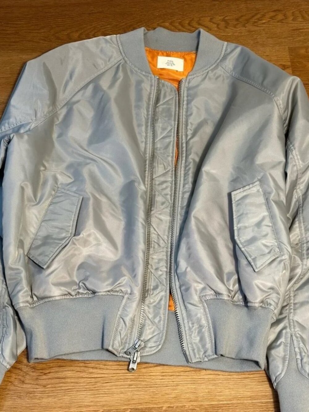 F.O.G. Fear of God Silver/Gray Men's Bomber 2016-2017 Collection Two Size Large